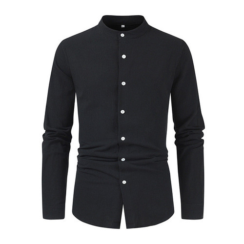 Men's Cotton Linen Long-sleeved Slim Fit Casual Shirt