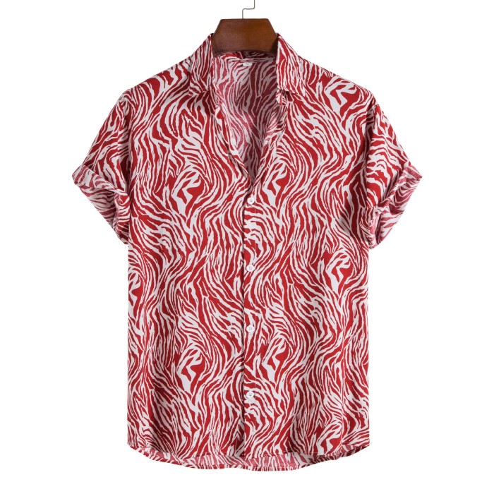 Men's Fashion Print Short Sleeve Button Up Casual Shirt