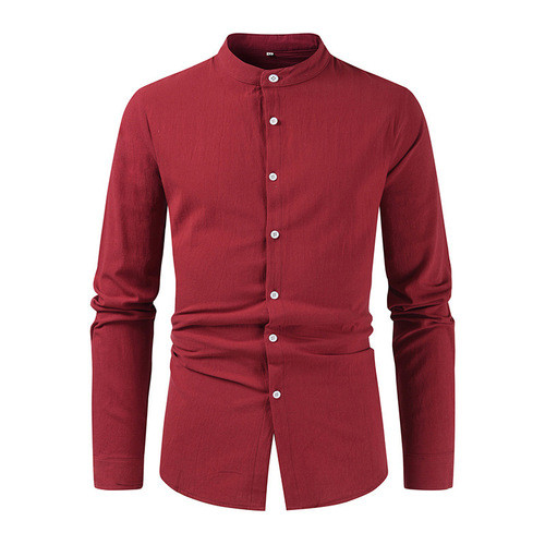 Men's Cotton Linen Long-sleeved Slim Fit Casual Shirt