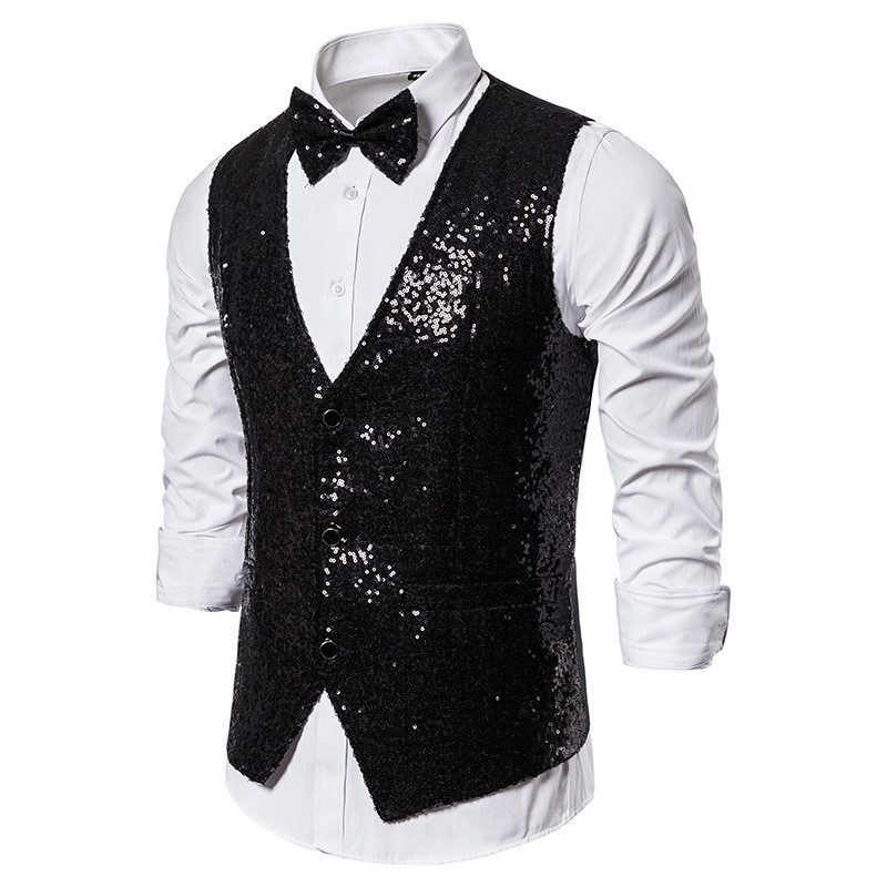 Mens Sequins Party Stage Suit Vests