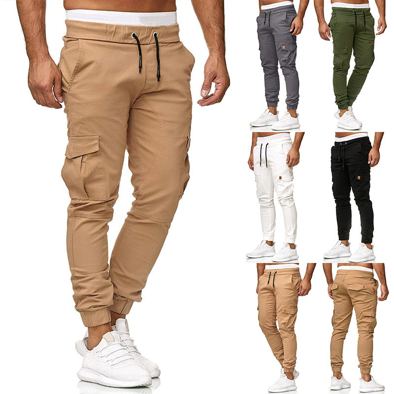 Men's Fashion Jogging Solid Color Multi Pocket Casual Sports Pants