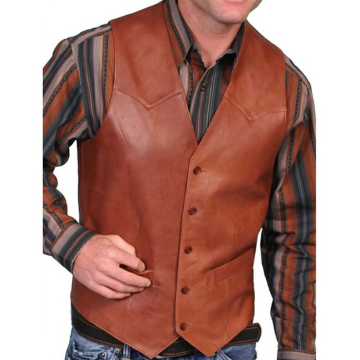 Men's Motorcycle Style Leather Vest