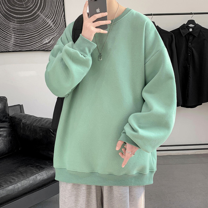 Men Solid Color Oversized Pullovers  Fashion Casual Long Sleeve Sweatshirts