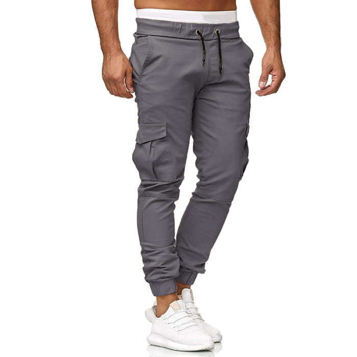 Men's Fashion Jogging Solid Color Multi Pocket Casual Sports Pants