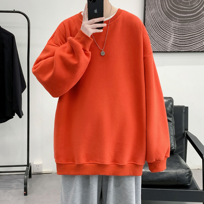 Men Solid Color Oversized Pullovers  Fashion Casual Long Sleeve Sweatshirts