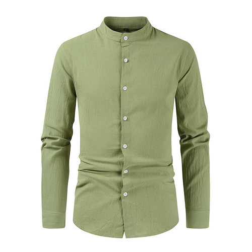Men's Cotton Linen Long-sleeved Slim Fit Casual Shirt