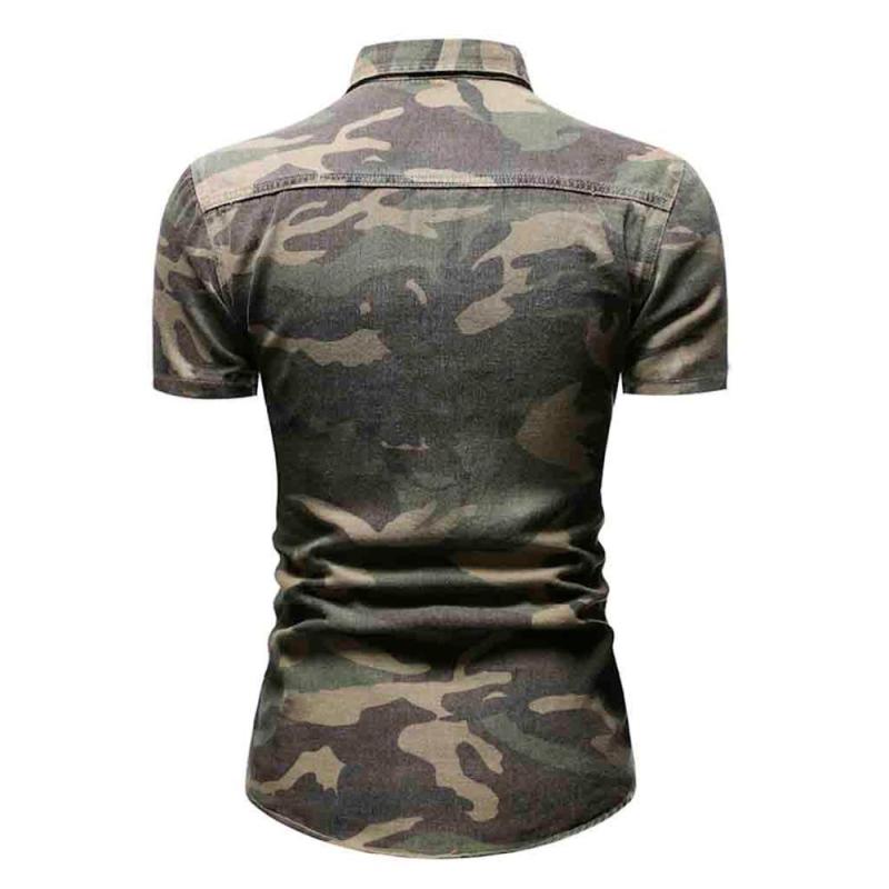 Men's Casual Camouflage Style Slim Fit Short Sleeve Shirts