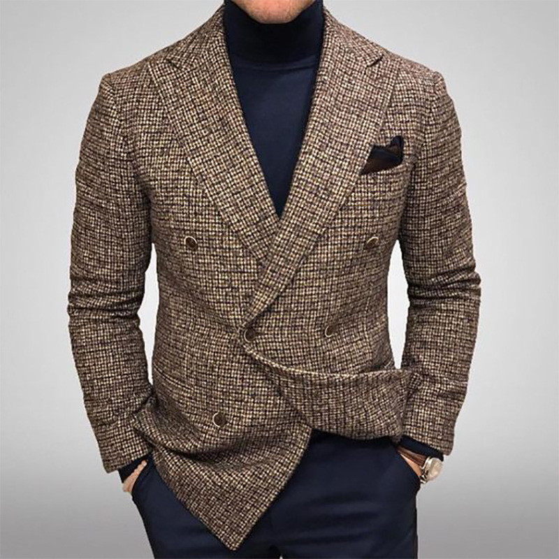 Men's Casual Suits Plaid Business Fashion Slim Blazer