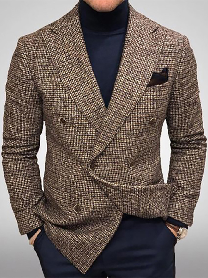 Men's Casual Suits Plaid Business Fashion Slim Blazer