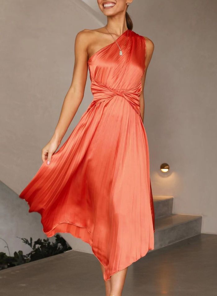 Summer Fashion Sexy Temperament Solid Color Dress