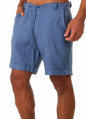 New Men's Cotton and Linen Causal Solid Color Shorts