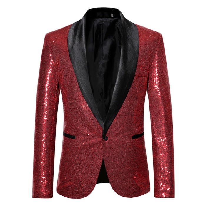 Men's Shiny Sequin Party Wedding Banquet Blazer