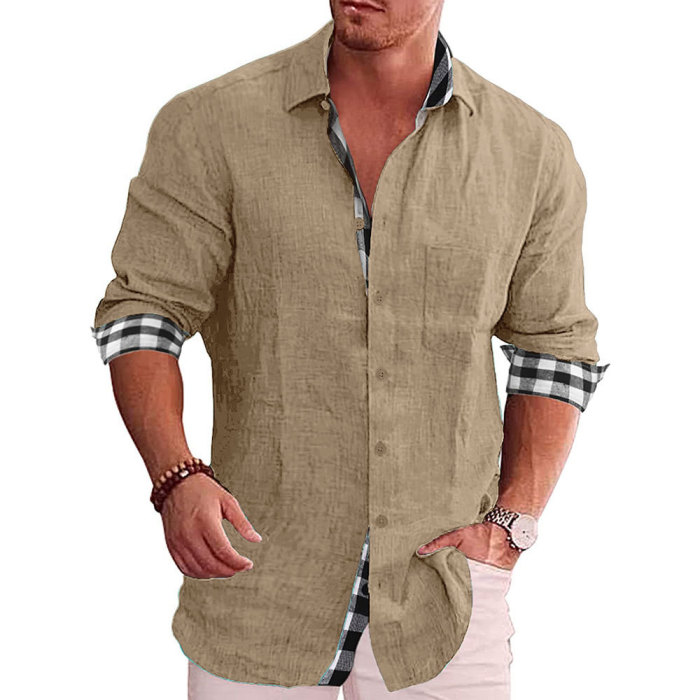 Fashion Men's Cotton Linen Loose Casual Long Sleeve Shirts