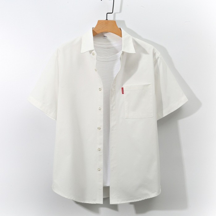 Men's Casual Loose Cotton Short Sleeve Shirt