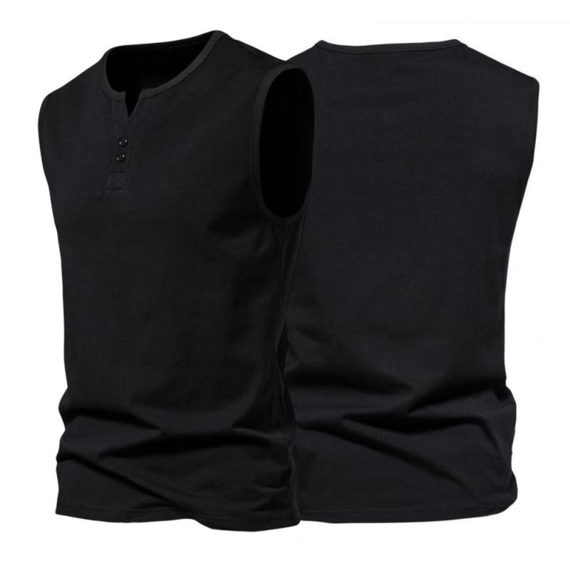 Men Sleeveless Solid Color Vest T-shirt