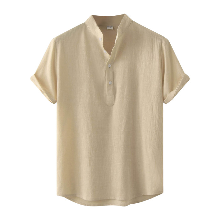 Men's Casual Fashion Solid Color Cotton Linen Shirts