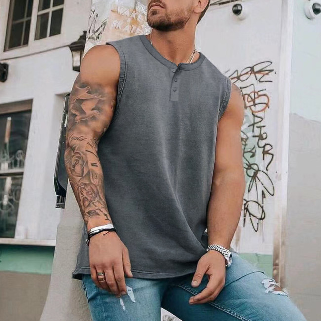 Men's Casual Cotton Linen Fashion Cotton Sleeveless T Shirts