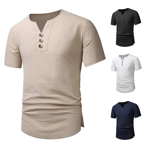 Men's fashion Short Sleeve V-neck Casual T Shirts