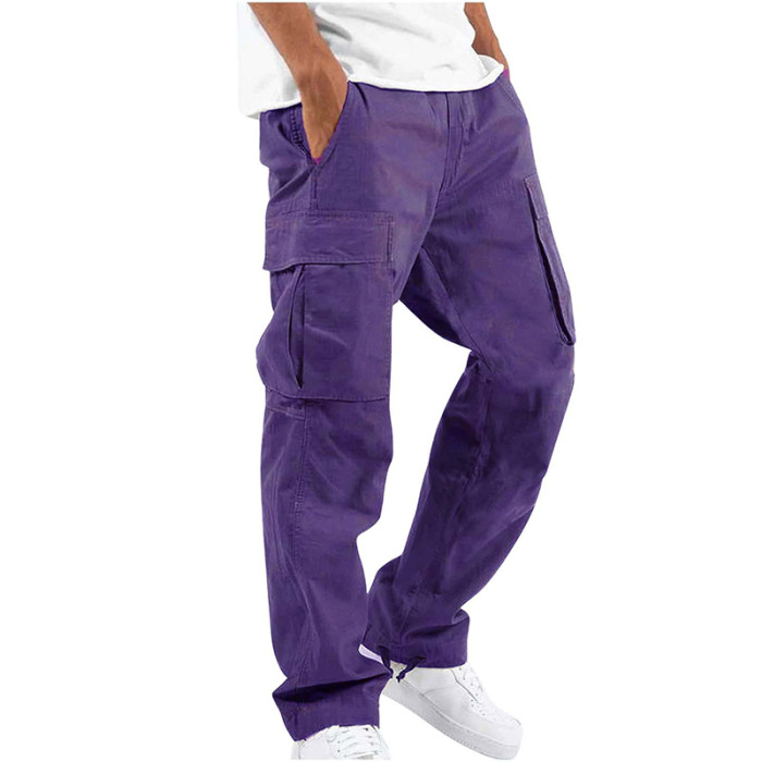 Men Casual Solid Color Loose Fashion Cargo Pants