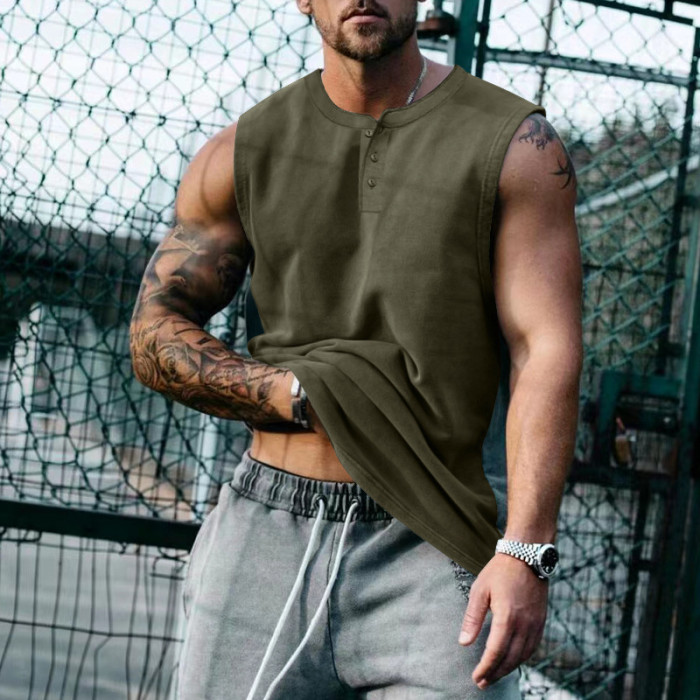 Men's Casual Cotton Linen Fashion Cotton Sleeveless T Shirts