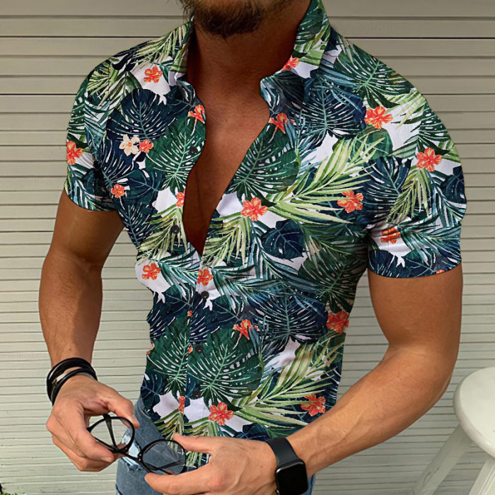 Stylish 3D Digital Print Hawaiian Style Casual Short Sleeve Shirt