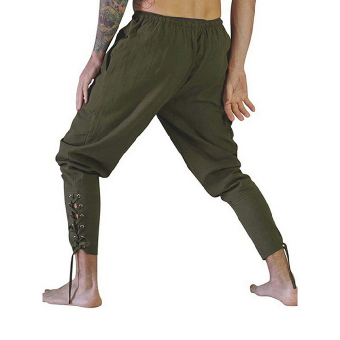 New Men's Fashion Solid Color Cotton and linen Causal Pants