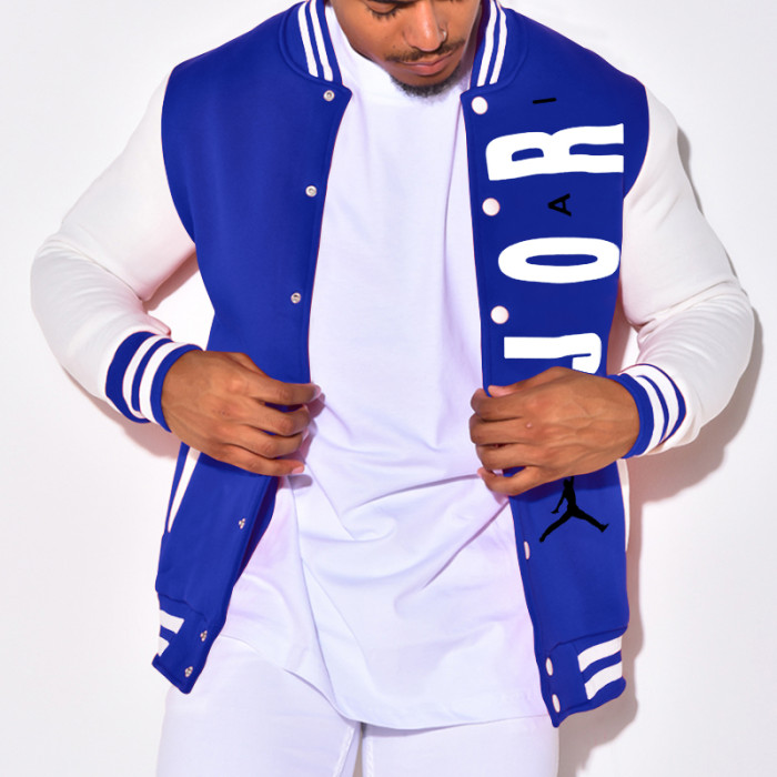 Men's Letter Print Retro Casual Sports Versatile Jacket