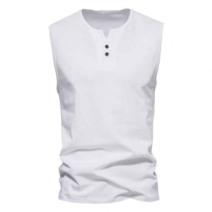 Men Sleeveless Solid Color Vest T-shirt