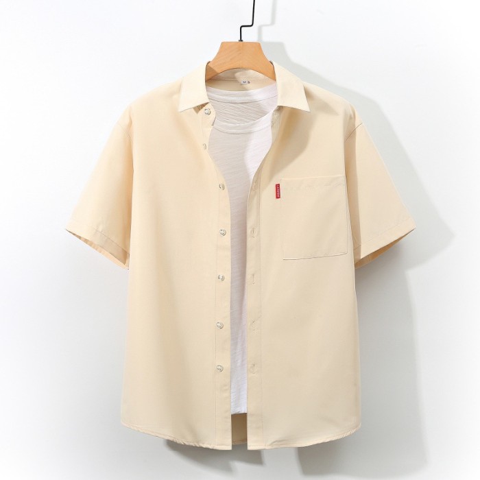 Men's Casual Loose Cotton Short Sleeve Shirt