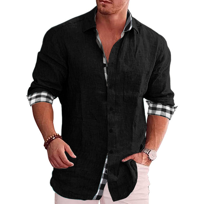 Fashion Men's Cotton Linen Loose Casual Long Sleeve Shirts
