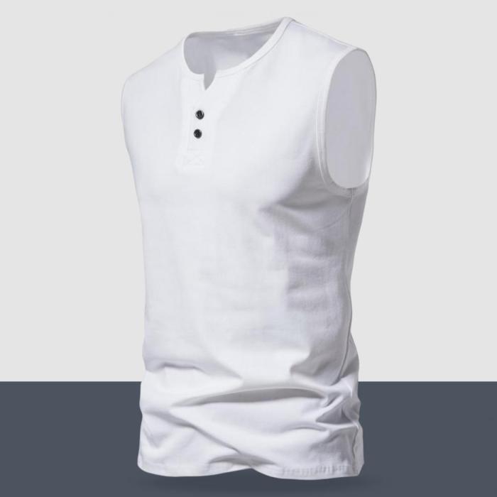Men Sleeveless Solid Color Vest T-shirt