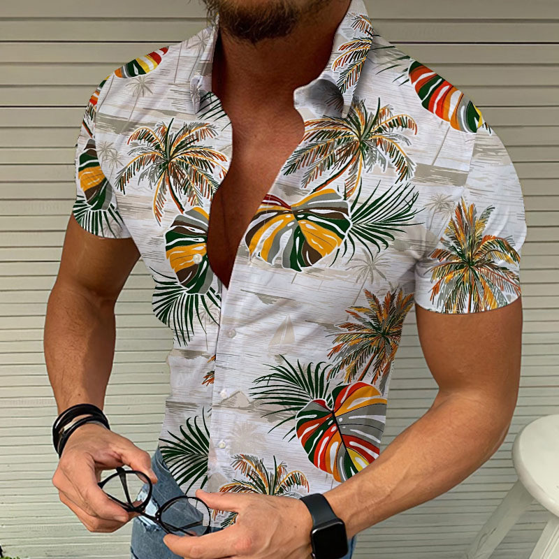 Stylish 3D Digital Print Hawaiian Style Casual Short Sleeve Shirt