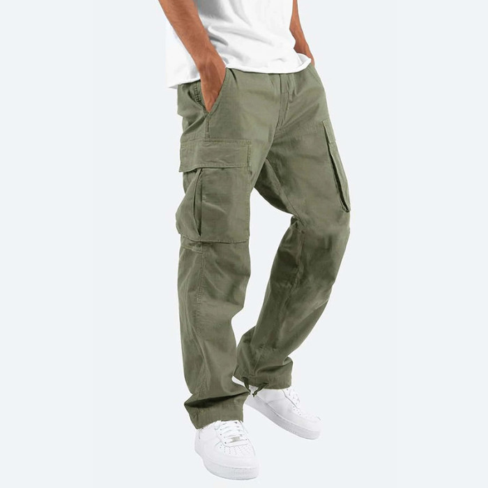 Men Casual Solid Color Loose Fashion Cargo Pants