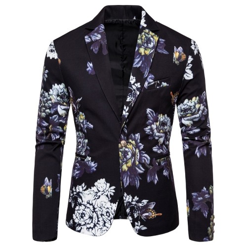 Mens Floral Print Casual Slim Fit Blazer