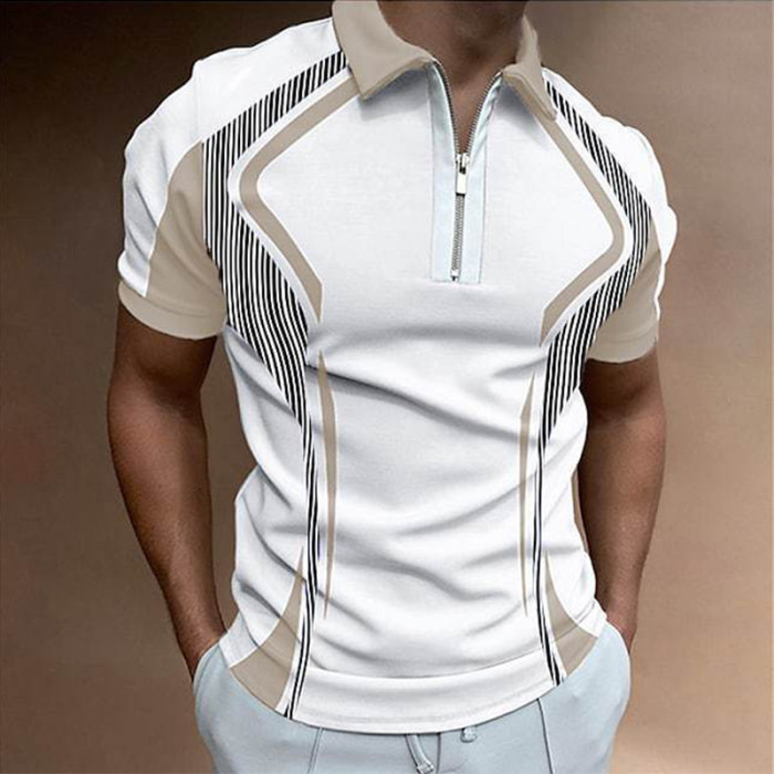 Fashion Color Short Sleeve Casual Turn-down Collar T Shirts