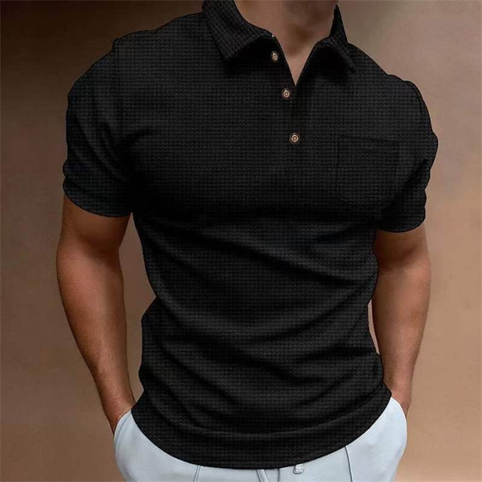 Fashion Men Casual Slim Short Sleeve Turn-down Collar T Shirts