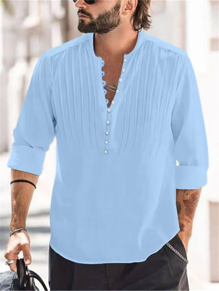 Men's Casual Cotton Linen Loose Shirts