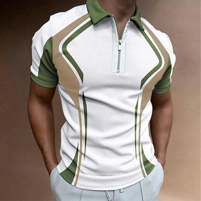 Fashion Color Short Sleeve Casual Turn-down Collar T Shirts
