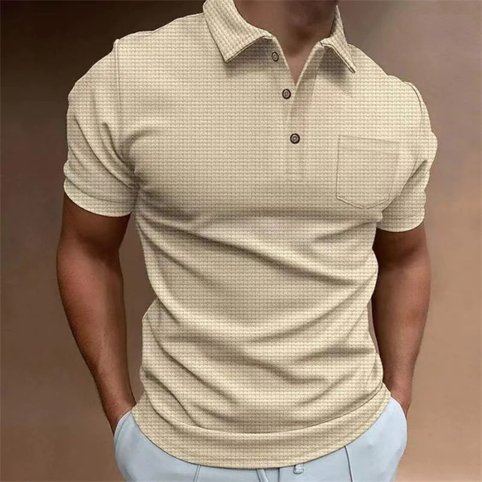 Fashion Men Casual Slim Short Sleeve Turn-down Collar T Shirts