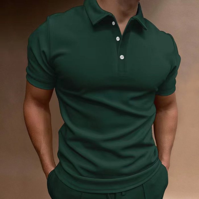 New Men's Short Sleeve Button T-shirt