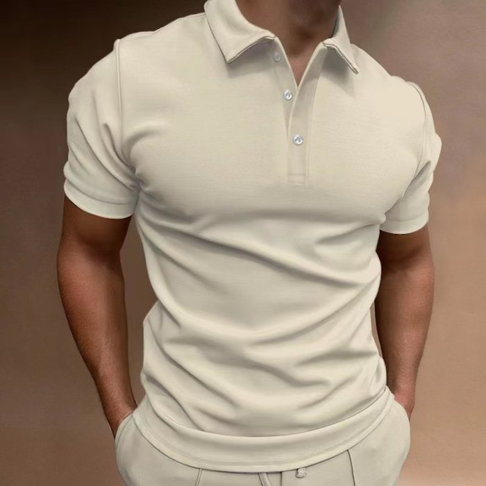 New Men's Short Sleeve Button T-shirt