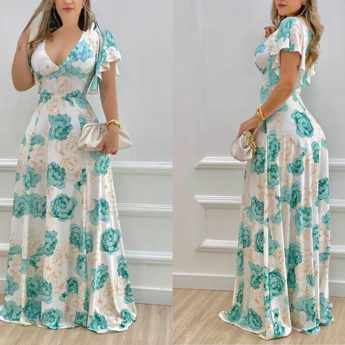 Stylish Casual Print Maxi Dress