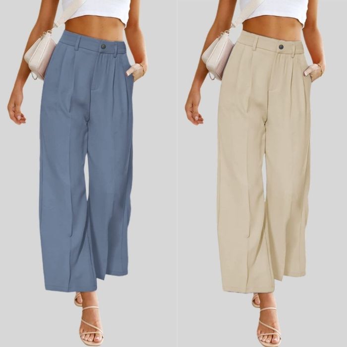 Women High Waist Casual Wide Leg Pants