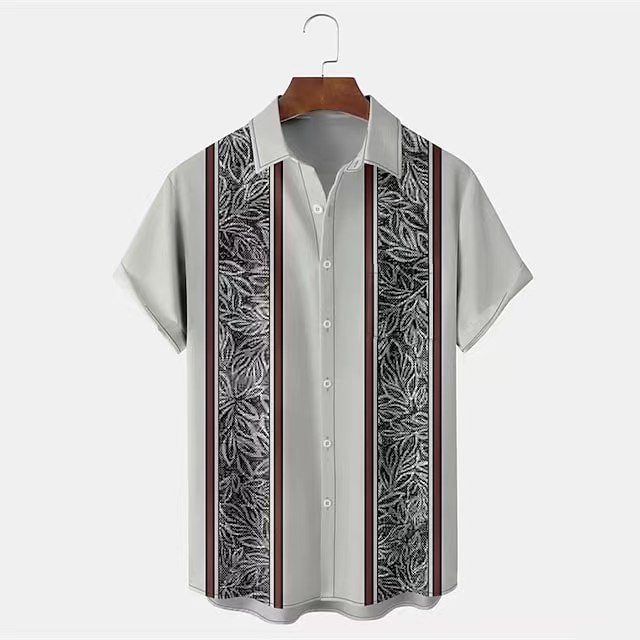 Men's Fashion Casual Stripe Splicing Printed Shirts