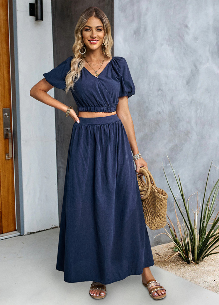 Solid Color Fashion Casual Suit Two-piece Skirt