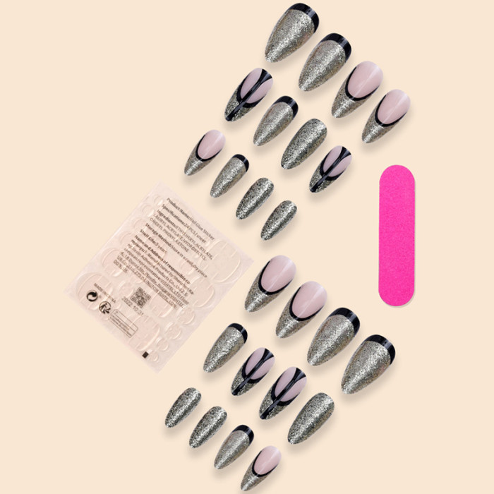 24PCS French Flash Flash Putting Models of Nail Armor Films