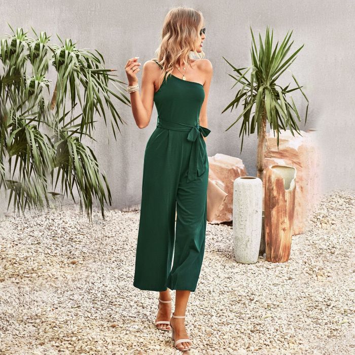 Women's New Temperament Solid Color Straight Jumpsuit