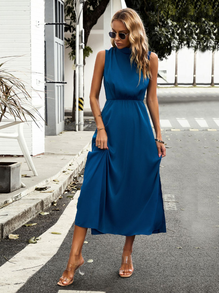 Elegant Solid Color Fashion Chic Sleeveless Maxi Dress