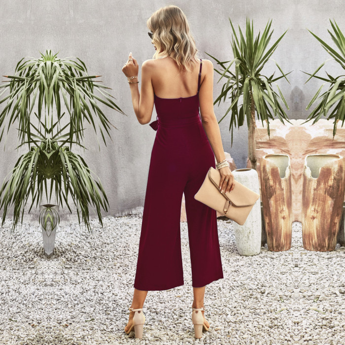 Women's New Temperament Solid Color Straight Jumpsuit