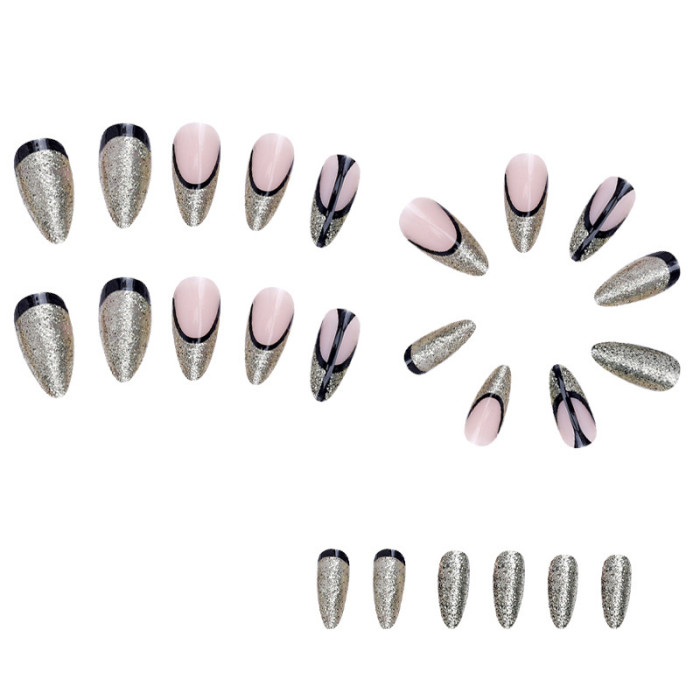 24PCS French Flash Flash Putting Models of Nail Armor Films